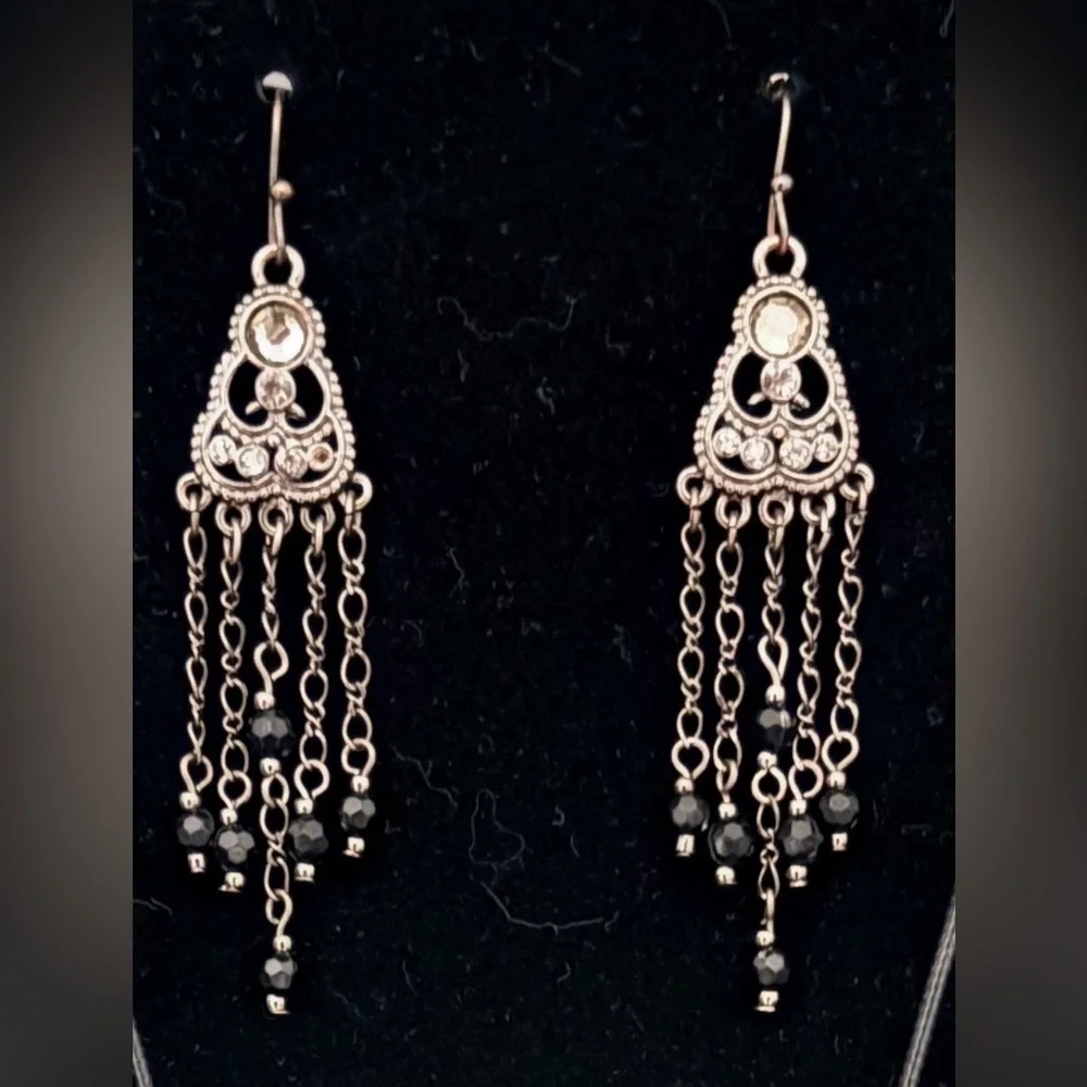 Silver Chandelier Necklace and Earring Set